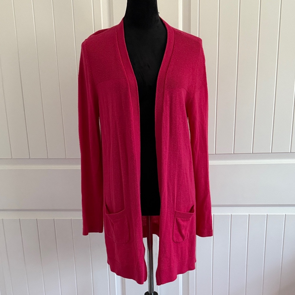 Talbots Vibrant Pink Open Cardigan